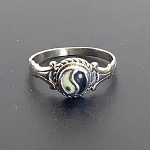 Sterling Silver Stamped Yin Yang Ring